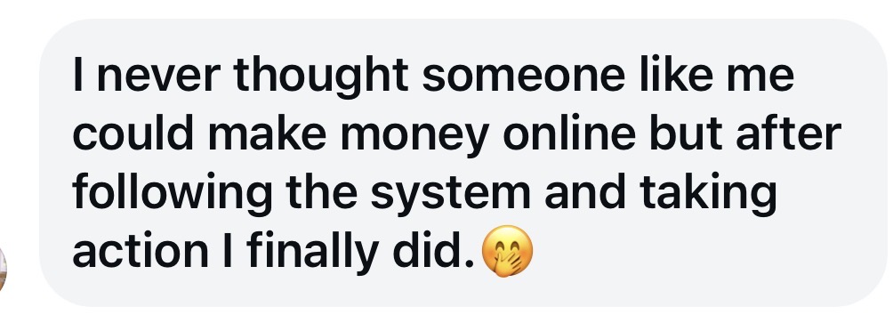 Client testimonial about making money online