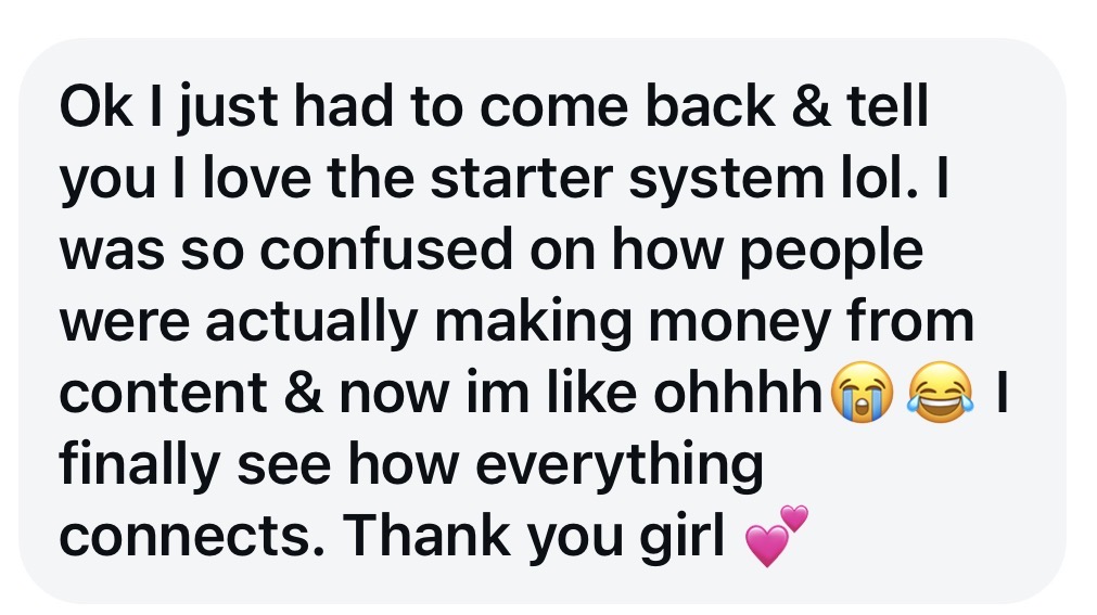 Client testimonial about understanding how content and income connect